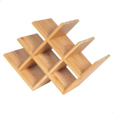 Imagem de Rack Porta Vinho em Bambu para 8 Garrafas com Design Piramidal Decorativo para Cozinha e Área Gourmet