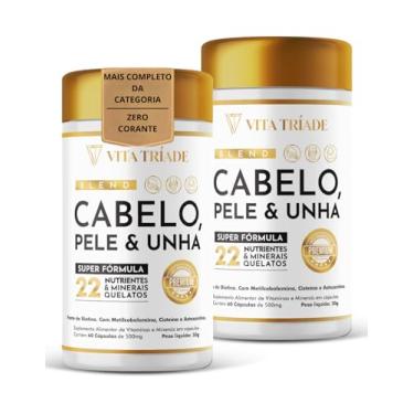 Imagem de Biotina Vitamina para Cabelo e Unha - Com Cisteína, Astaxantina - Fórmula Avançada Kit 120 Cápsulas Vita Tríade