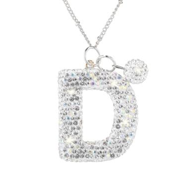 Imagem de Colar com letras, pingente de alfabeto, inicial de prata, colar com pingente de letra personalizada, presente para mulheres amigas (D)
