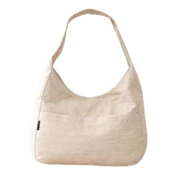 Imagem de Bolsa feminina leve de cor sólida, bolsa de ombro minimalista de grande capacidade, Branco