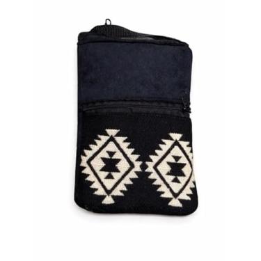 Imagem de Samay Bolsa transversal feita à mão de lã de alpaca do Equador, bolsa de ombro boho andina artesanal com alça, bolsa de viagem pequena, Diamante andino preto, Boêmio/Boho Andino/Étnico/Transversal