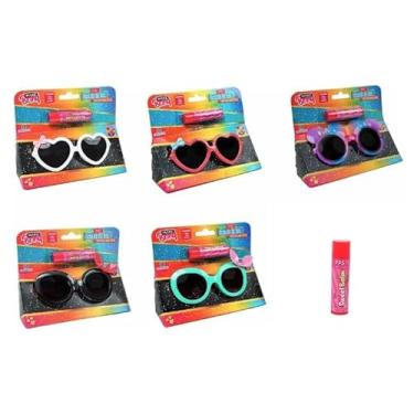 Imagem de Óculos De Sol BRANCO Infantil Moda Para Meninas E Protetor Labial