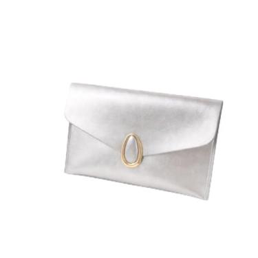 Imagem de Sacola, bolsa de mão minimalista de cor sólida com detalhes de metal, bolsa de ombro versátil para viagens, Prata