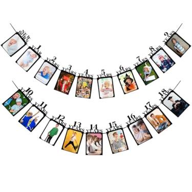 Imagem de Breling Faixa fotográfica de feliz aniversário de 18 anos para recém-nascidos até 18 anos de idade para decoração de 16 anos, guirlanda, suprimentos de festa (preto)