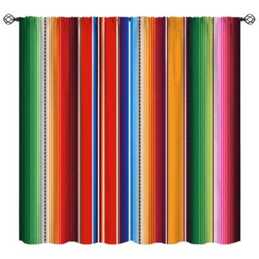 Imagem de Cortinas blackout do México, cobertor de textura colorida mexicana Beauiful, tratamentos de janela, cortinas retrô com isolamento térmico para quarto e sala de estar, 213 cm L x 213 cm C