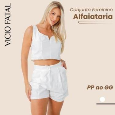 Imagem de Conjunto Feminino Alfaiataria Cropped + Shorts Elegante e Social-Feminino