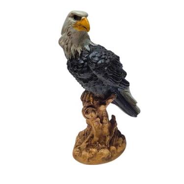 Imagem de Águia Gavião Realista no Toco em Gesso - AY, Preto