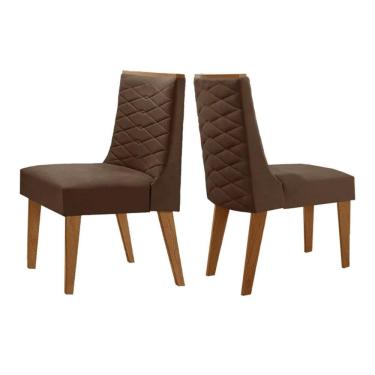 Imagem de Cadeiras Cozinha Rufato Dafne Kit 2 Un Naturalle/Suede Marrom