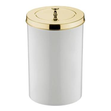 Imagem de Lixeira 8 Litros Tampa Cesto De Lixo Dourado Para Banheiro Escritório 