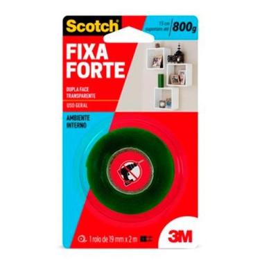 Imagem de Fita Dupla Face Fixa Forte Transparente 19mm x 2m 3M, Verde