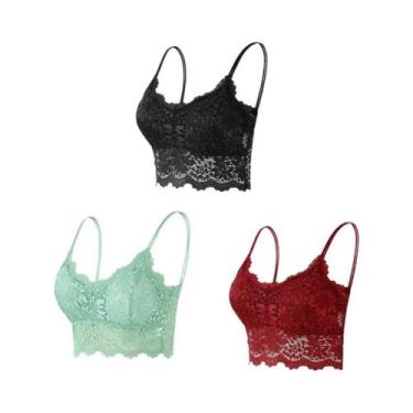 Imagem de Sutiãs De Renda Femininos, 3 Peças, Confortáveis, Sem Fio, Sem Costura
