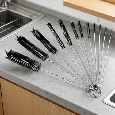 Imagem de Conjunto de 11 escovas de limpeza de tubos de aço inoxidável, limpador de tubo estreito flexível para canudos, garrafas, bocais e pequenas lacunas, ferramentas de limpeza doméstica reutilizáveis