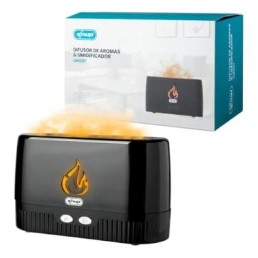 Imagem de Difusor Umidificador de Ar Chama 230ml LED Difusor de Aromas Ultrassônico com Luz Noturna e Desligamento Automático – Preto
