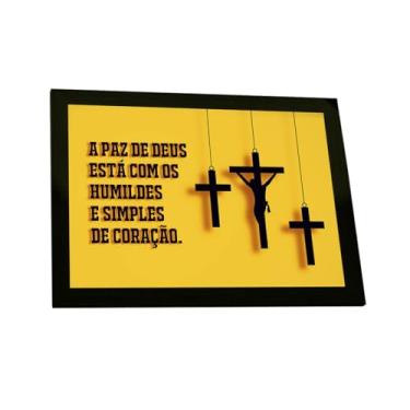 Imagem de Quadro Decorativo Religioso A Paz De Deus Está Com Os Simples Jesus Decoração Poster Quarto Sala