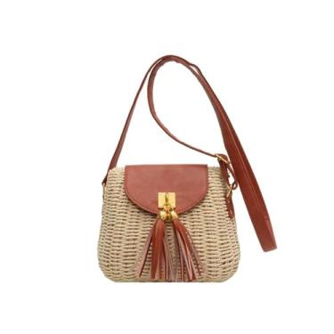 Imagem de SHESRA Bolsa de palha boêmia, bolsa feminina feita à mão, feita à mão, para férias de verão, praia, viagem, diário, combinando 72
