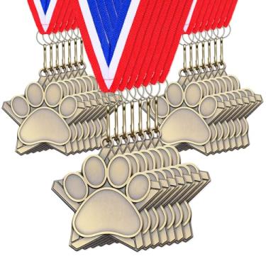 Imagem de Trnayi 20/40 peças de medalhas de impressão de pata para prêmios 6 cm medalhas de impressão de pata douradas participação em equipe vencedor em massa para crianças adultos troféu prêmio presente