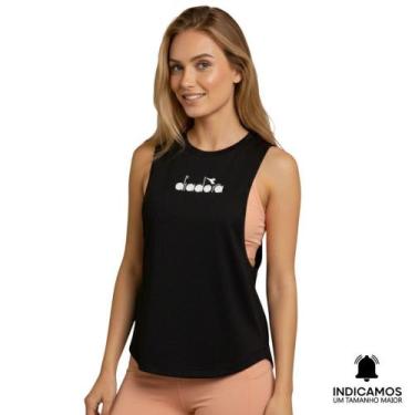 Imagem de Regata Diadora Logo Linear Feminina - Preto GG, Preto, GG