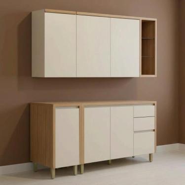 Imagem de Kit Cozinha 160cm Aéreos Balcões Super Completo Mdf