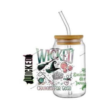 Imagem de Adesivos 3D UV DTF Wicked Elphaba 16oz Para Copos, Canecas E Garrafas 