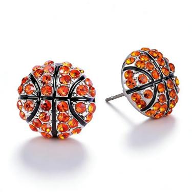 Imagem de Brincos esportivos para presentes, acessórios para mulheres, lindos brincos de strass para futebol, vôlei, basquete, futebol, roupa de dia de jogo, Middle, Metal, Sem pedra preciosa