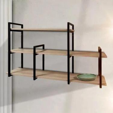 Imagem de Prateleira Suspensa Industrial Modelo Moderno Organizador Ferro e MDF 