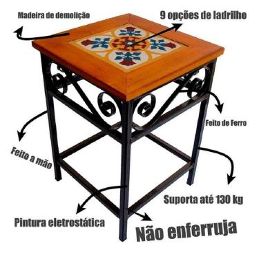 Imagem de Banco De Ferro E Madeira Rústico Com Ladrilho Hidráulico Azulejo Ladrilho A2