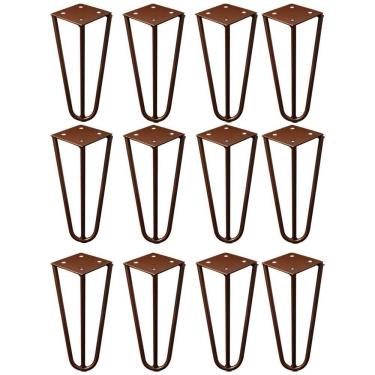 Imagem de Kit 12 Pés De Metal 15 Cm Hairpin Legs Mesas De Centro Puffs Bronze G41