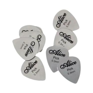 Imagem de Palhetas De Guitarra De Metal Prateadas Finas De 0,3mm, 10 Peças, Durá