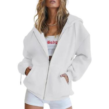 Imagem de Moletom com Zíper PRETTYGARDEN 2025 Branco XL