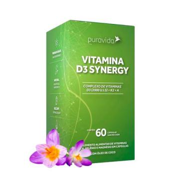 Imagem de Vitamina D3 Synergy Vita D3, K2 e A 60 Cápsulas Puravida
