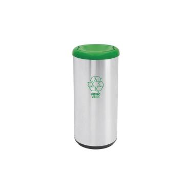 Imagem de Lixeira Inox Tramontina Piemonte Cápsula Selecta Plus Basculante Scotch Brite Verde 40 L Tramontina