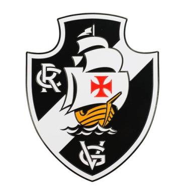 Imagem de Placa Metal Formato Escudo Time Decoração 20.5x17.5cm - Vasco - Mileno