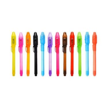 Imagem de Conjunto De Canetas Mágicas Com Luz UV Roxa 12 36 96 Peças Tinta Invis