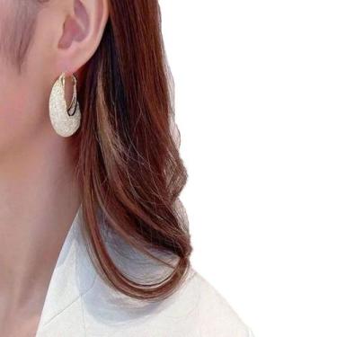 Imagem de Brincos Aro Espesso Strass Brilho Moda Feminina Luxo - anjo da mamãe, 