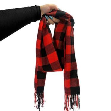 Imagem de Cachecol Lenço Feminino Inverno Redstar Winter Em Xadrez