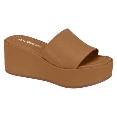 Imagem de Tamanco Feminino Moleca Anabela Plataforma Conforto Original -, Camel,