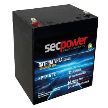Imagem de Bateria selada vrla agm 12v 5ah sp12-5 t2 secpower