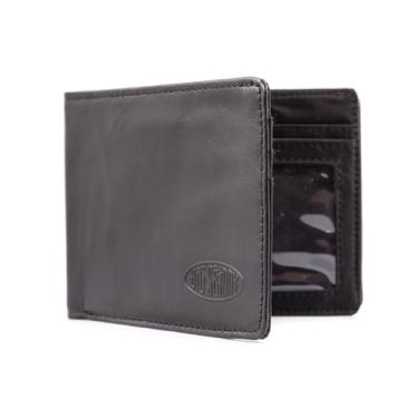 Imagem de Big Skinny Carteira masculina slim de couro dobrável com dobra dupla, comporta até 25 cartões, tamanho único, preta