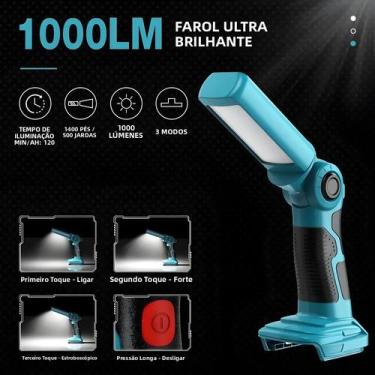 Imagem de Lanterna LED De Camping 12W Com Conexão USB Para Bateria Makita 14.4V-