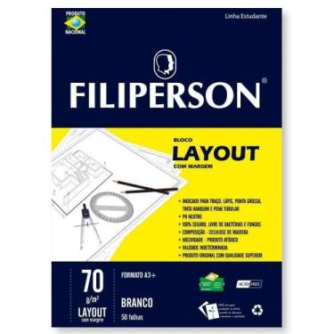 Imagem de Bloco Layout A3+ Filiperson 70g C/ Margem 50 Folhas Branco