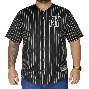 Imagem de Camisa Baseball M10 Plus Size Classic NY Listrado Preto-Masculino