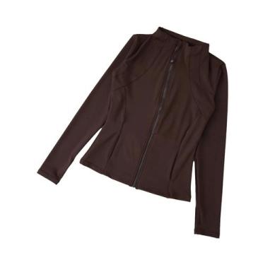 Imagem de Jaqueta De Yoga Feminina De Alta Elasticidade Com Manga Longa E Gola A