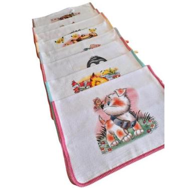 Imagem de Kit Pano de Prato Estampado com Viés Revenda 10 peças Sortidas - Santa