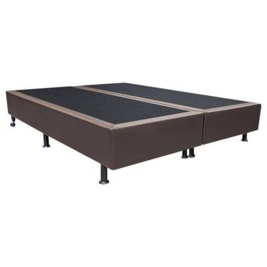 Imagem de Base Box para Cama Casal King 192x203cm Bipartido Liz S05 Sintético Marrom - Mpozenato