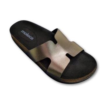 Imagem de Papete Moleca Tamanco Adulto Plataforma Baixa 5500.100 Metalizado Premium Grafite-Feminino