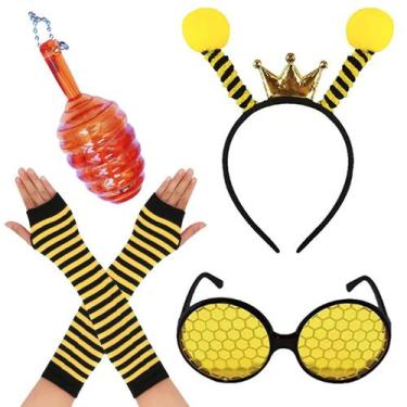 Imagem de Kit Acessórios Fantasia Abelha Rainha Adulto + Lip Gloss Brilho Labial
