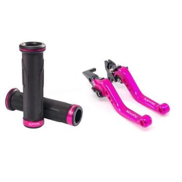 Imagem de Kit Manete E Manopla Esportivo Spider Stark Pcx 150 - NoBrand, Pink