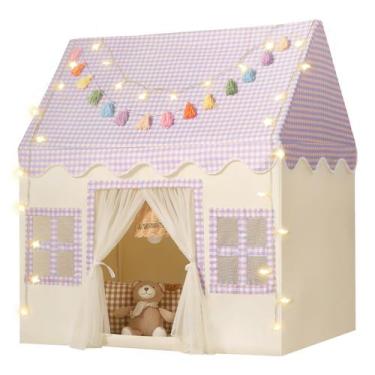 Imagem de Play Tent Senodeer Kids Indoor Purple com tapete, guirlanda e luz