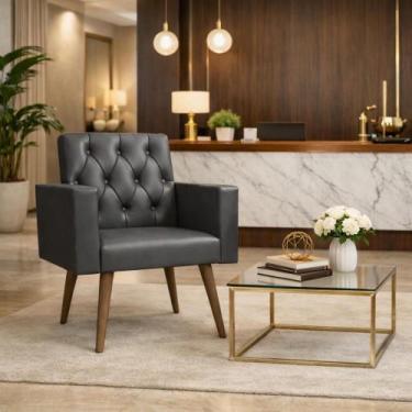 Imagem de Poltrona Decorativa Capitone Reforçada Confortável Para Sala - Móveis 