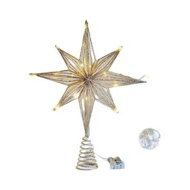 Imagem de Enfeite De Natal LED Em Forma De Estrela Com Luzes De Cordão Para Deco